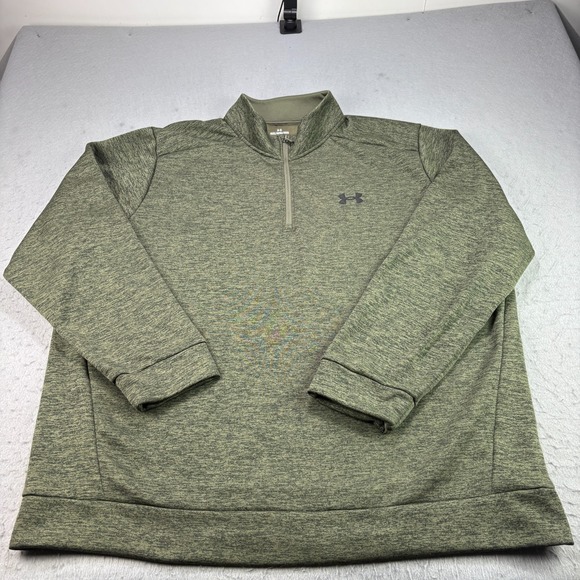 Under Armour Sweatshirt Mens 4XL Green 1/4‎ Zip Pullover Fleece Twist - Picture 1 of 9